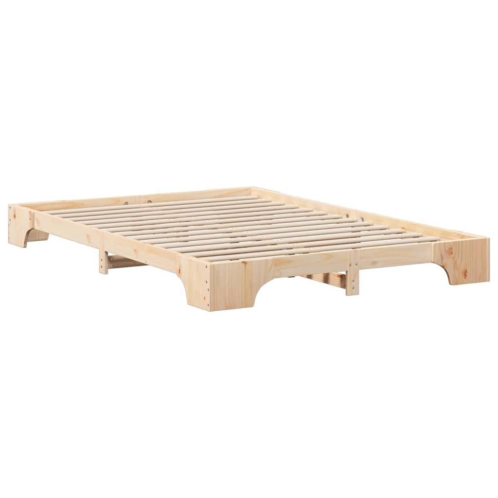 Bed Frame Brown 140 x 210 cm Solid Pine Wood