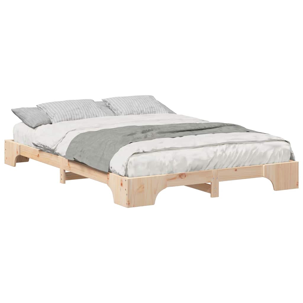 Bed Frame Brown 140 x 210 cm Solid Pine Wood