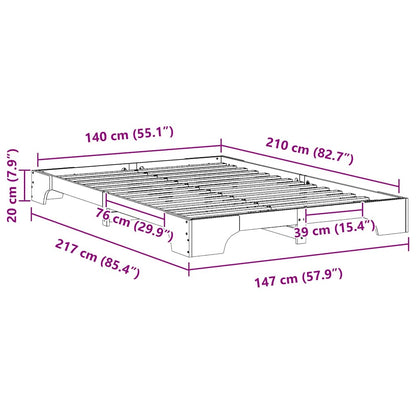 Bed Frame Brown 140 x 210 cm Solid Pine Wood