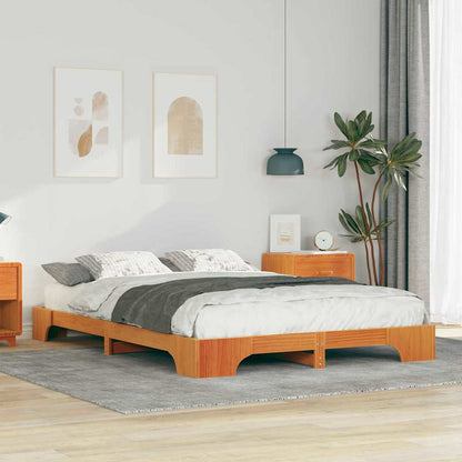 Bed Frame Brown 140 x 210 cm Solid Pine Wood