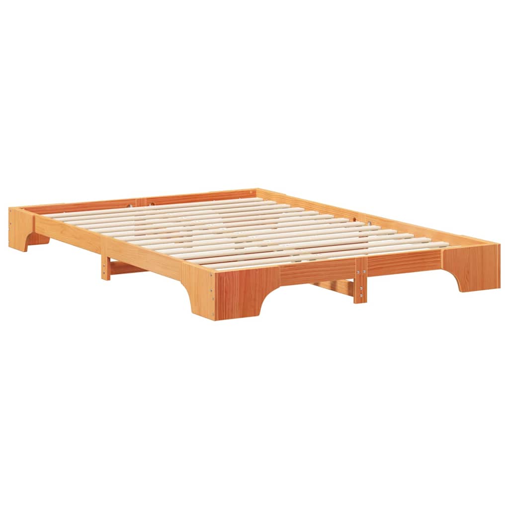Bed Frame Brown 140 x 210 cm Solid Pine Wood
