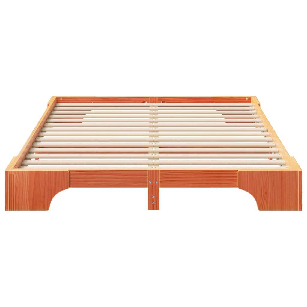 Bed Frame Brown 140 x 210 cm Solid Pine Wood