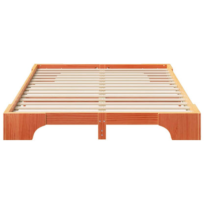 Bed Frame Brown 140 x 210 cm Solid Pine Wood