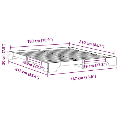Bed Frame Brown 180 x 210 cm Solid Pine Wood