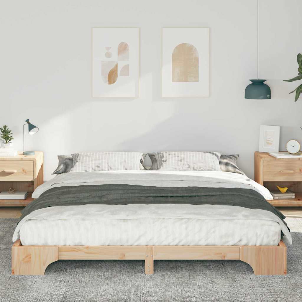 Bed Frame Brown 200 x 210 cm Solid Pine Wood