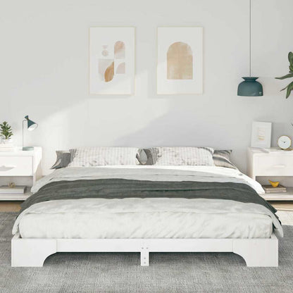Bed Frame White 200 x 210 cm Solid Pine Wood