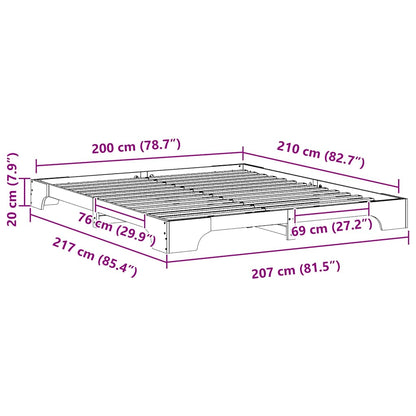 Bed Frame White 200 x 210 cm Solid Pine Wood