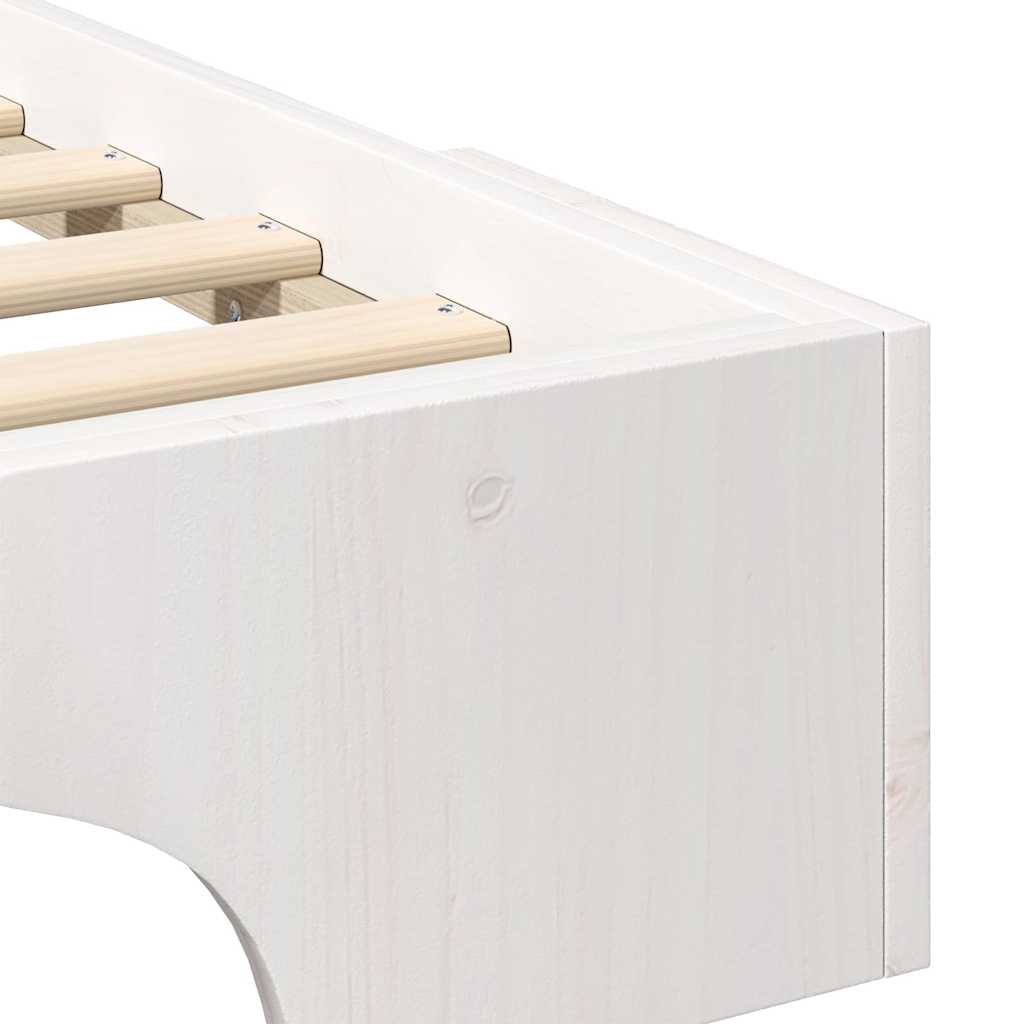 Bed Frame White 80 x 220 cm Solid Pine Wood