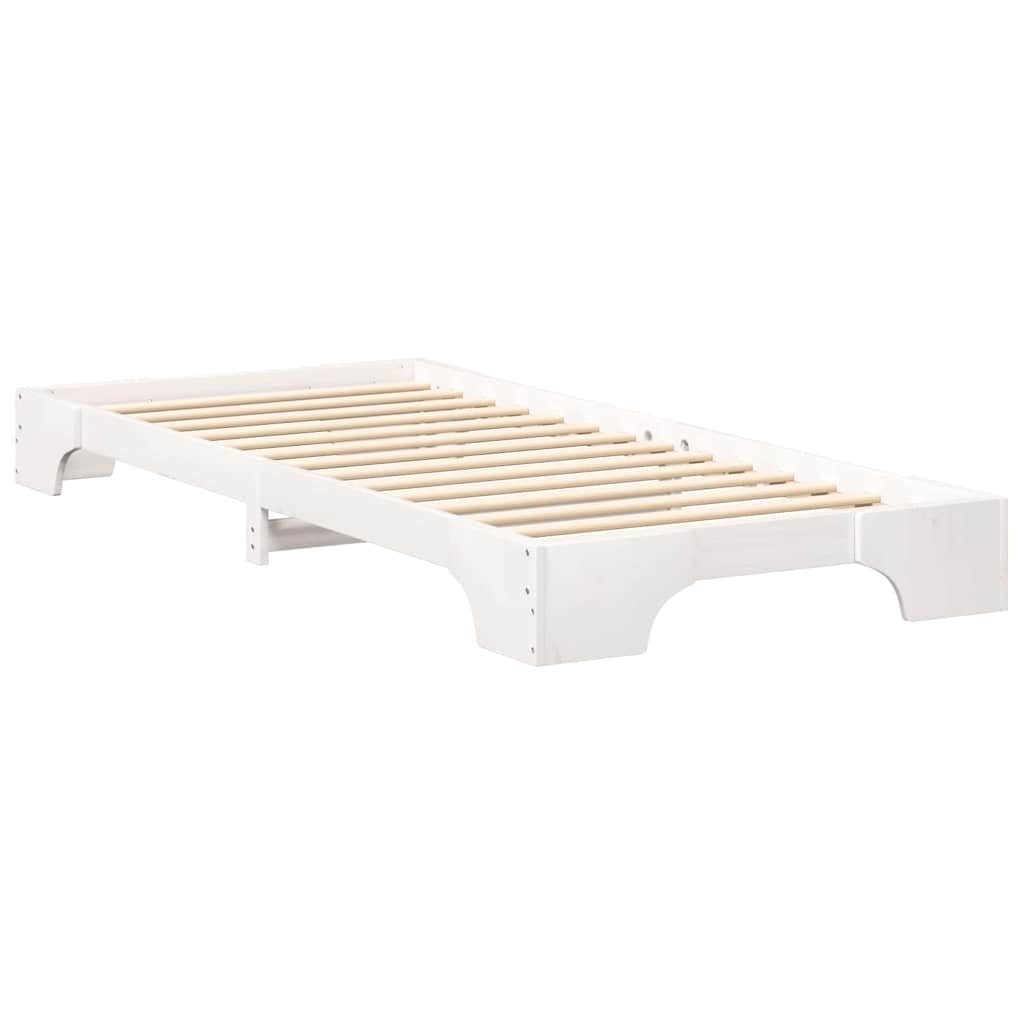 Bed Frame White 80 x 220 cm Solid Pine Wood