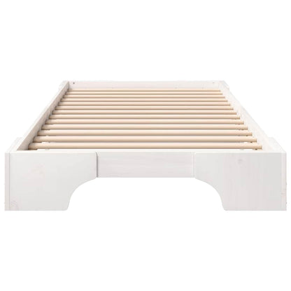 Bed Frame White 80 x 220 cm Solid Pine Wood