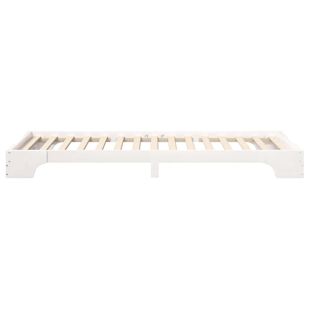Bed Frame White 80 x 220 cm Solid Pine Wood
