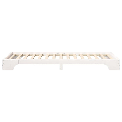 Bed Frame White 80 x 220 cm Solid Pine Wood