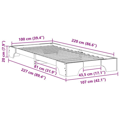 Bed Frame Brown 100 x 220 cm Solid Pine Wood
