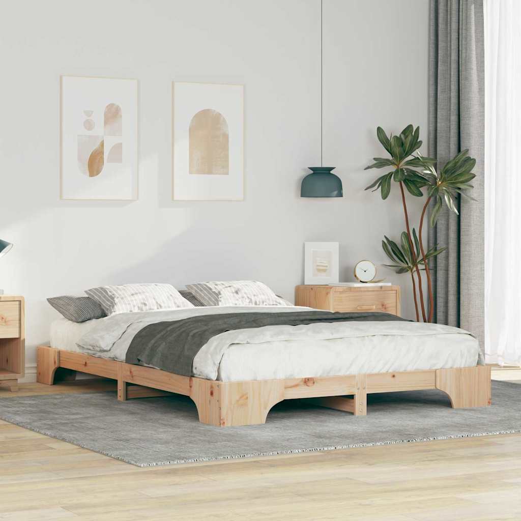 Bed Frame Brown 140 x 220 cm Solid Pine Wood