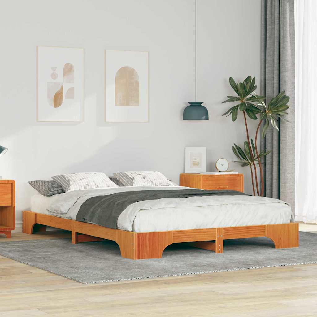 Bed Frame Brown 140 x 220 cm Solid Pine Wood