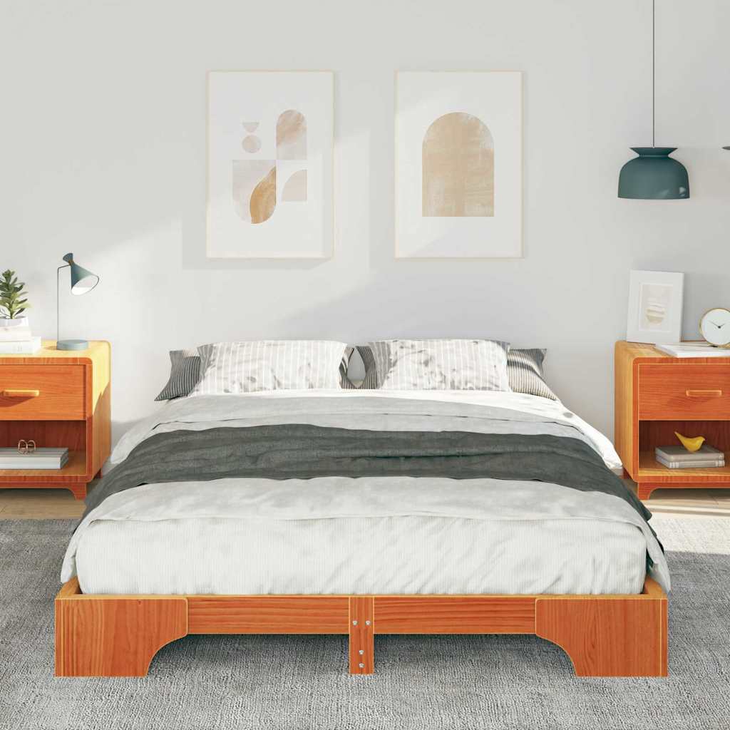 Bed Frame Brown 140 x 220 cm Solid Pine Wood