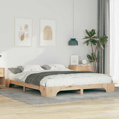 Bed Frame Brown 160 x 220 cm Solid Pine Wood