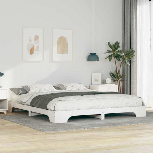 Bed Frame White 180 x 220 cm Solid Pine Wood
