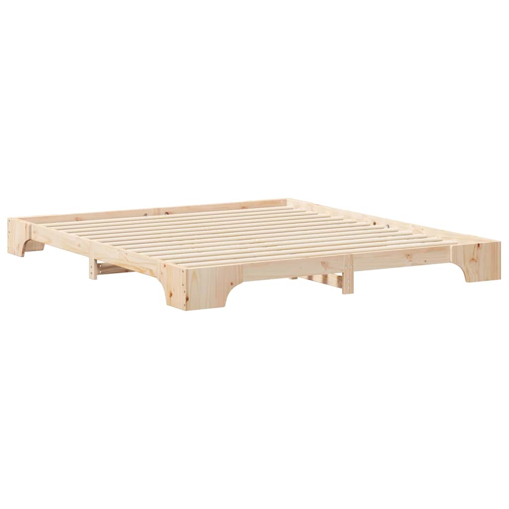 Bed Frame Brown 200 x 220 cm Solid Pine Wood