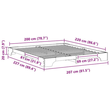 Bed Frame Brown 200 x 220 cm Solid Pine Wood