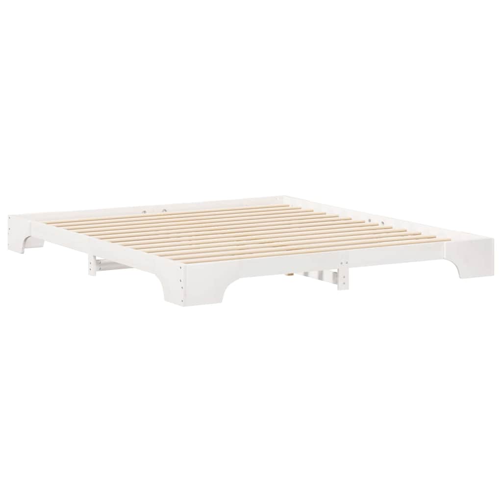 Bed Frame White 200 x 220 cm Solid Pine Wood