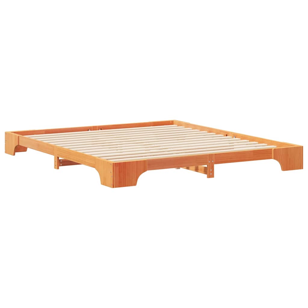Bed Frame Brown 200 x 220 cm Solid Pine Wood