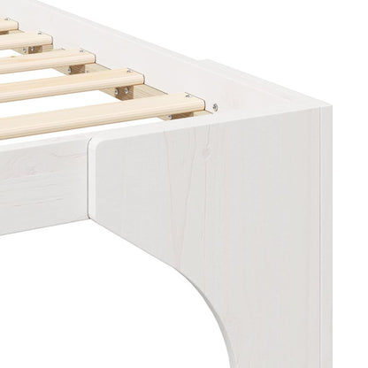 Bed Frame White 200 x 200 cm Solid Pine Wood