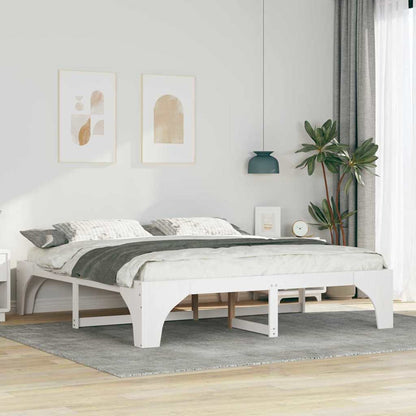 Bed Frame White 200 x 200 cm Solid Pine Wood