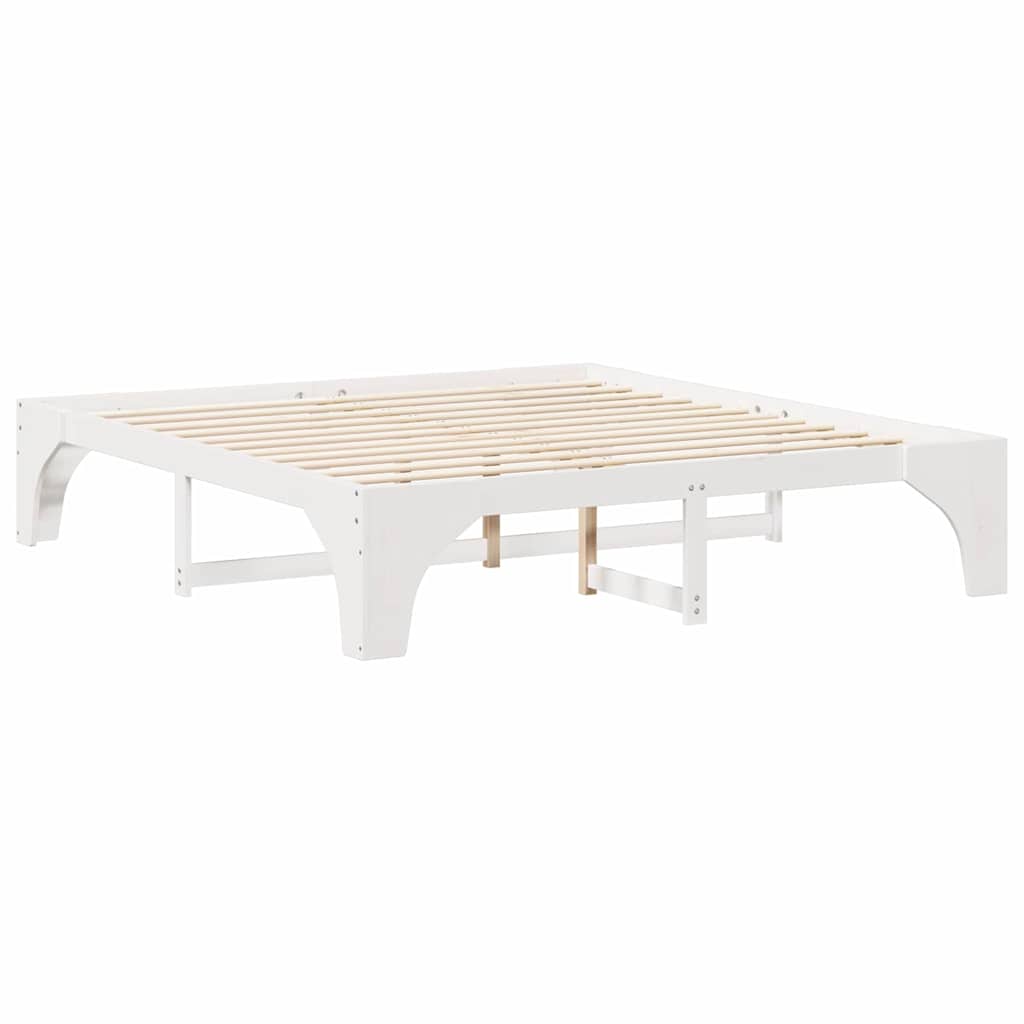 Bed Frame White 200 x 200 cm Solid Pine Wood