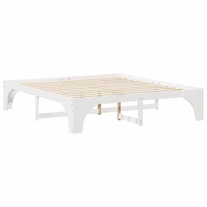 Bed Frame White 200 x 200 cm Solid Pine Wood