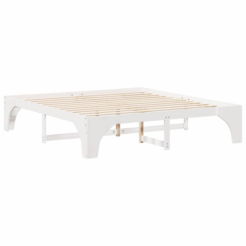 Bed Frame White 200 x 200 cm Solid Pine Wood