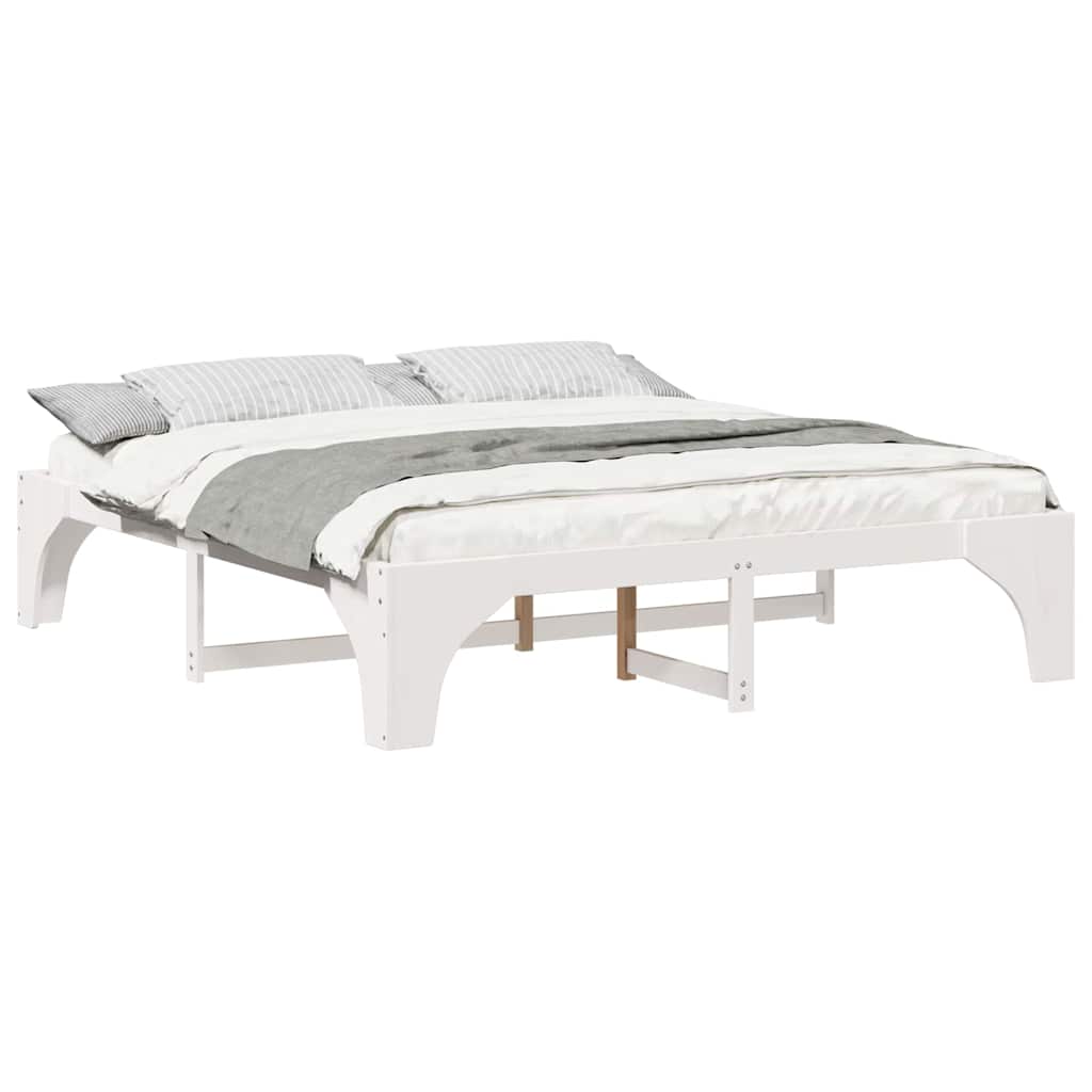 Bed Frame White 200 x 200 cm Solid Pine Wood