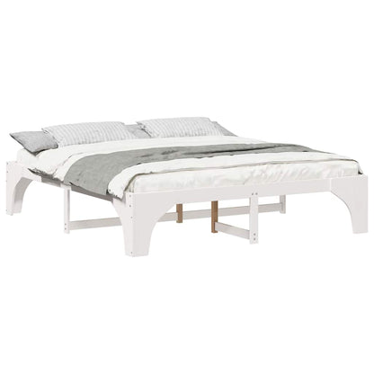 Bed Frame White 200 x 200 cm Solid Pine Wood