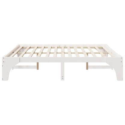 Bed Frame White 200 x 200 cm Solid Pine Wood