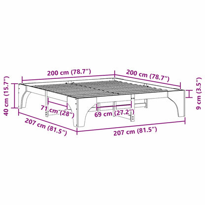 Bed Frame Brown 200 x 200 cm Solid Pine Wood
