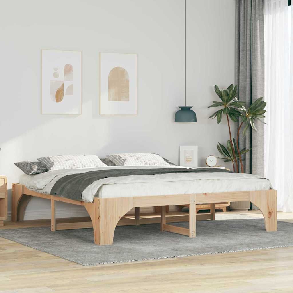 Bed Frame Brown 180 x 200 cm Solid Pine Wood