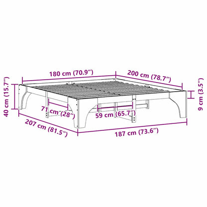 Bed Frame Brown 180 x 200 cm Solid Pine Wood