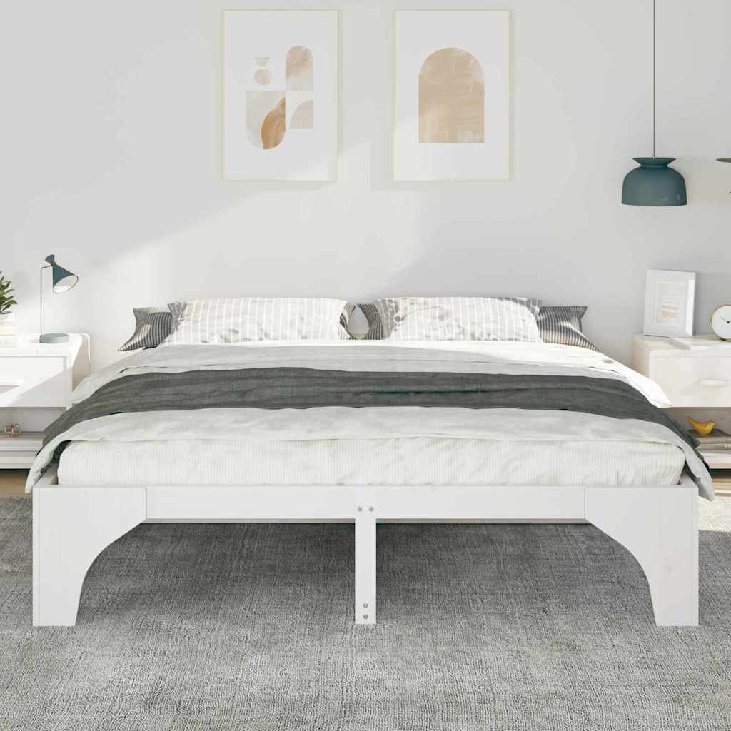 Bed Frame White 180 x 200 cm Solid Pine Wood