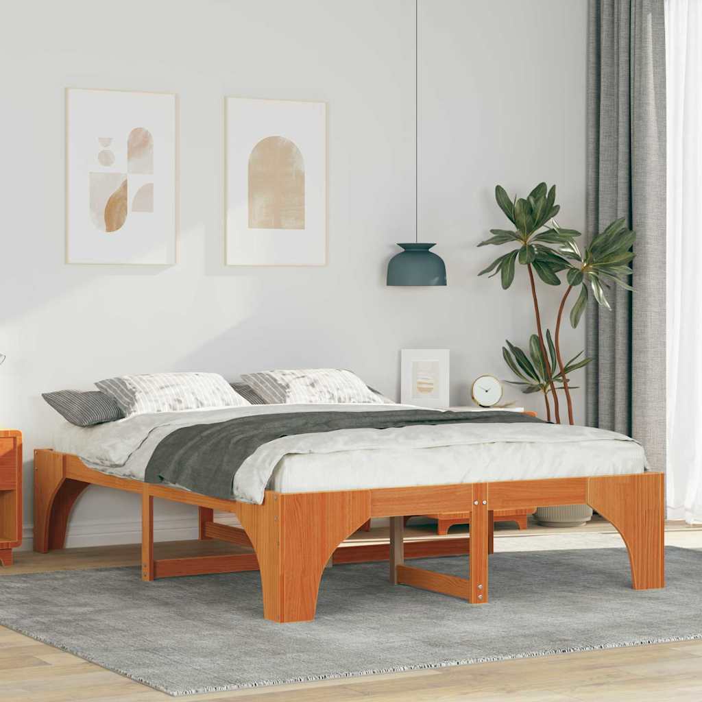Bed Frame Brown 150 x 200 cm Solid Pine Wood