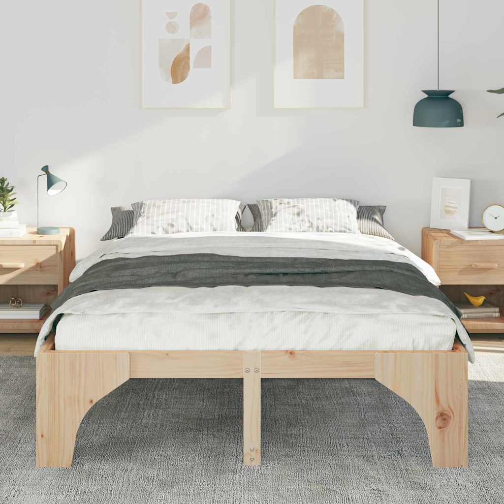 Bed Frame Brown 140 x 200 cm Solid Pine Wood