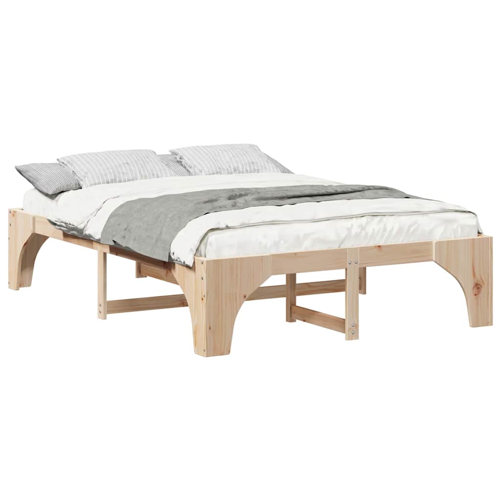Bed Frame Brown 140 x 200 cm Solid Pine Wood