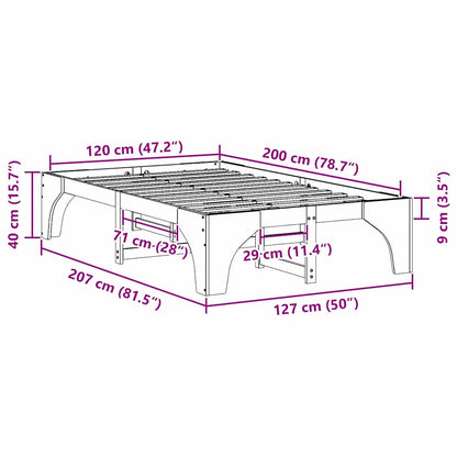 Bed Frame Brown 120 x 200 cm Solid Pine Wood