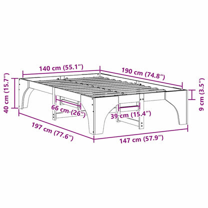 Bed Frame Brown 140 x 190 cm Solid Pine Wood