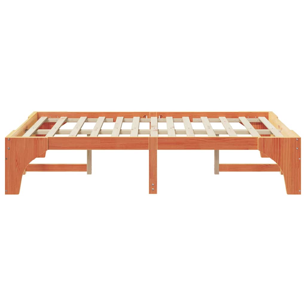 Bed Frame Brown 140 x 190 cm Solid Pine Wood