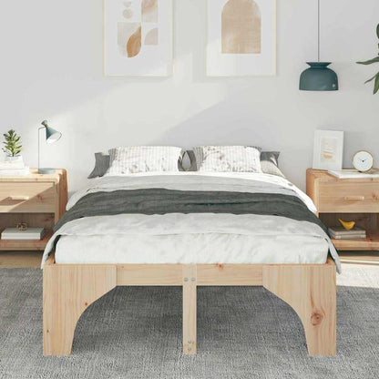 Bed Frame Brown 135 x 190 cm Solid Pine Wood