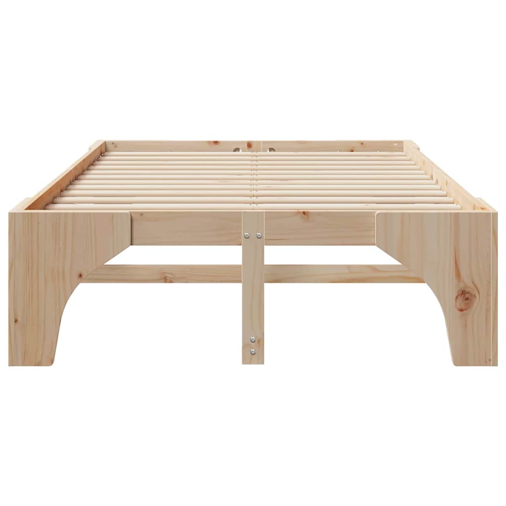 Bed Frame Brown 135 x 190 cm Solid Pine Wood