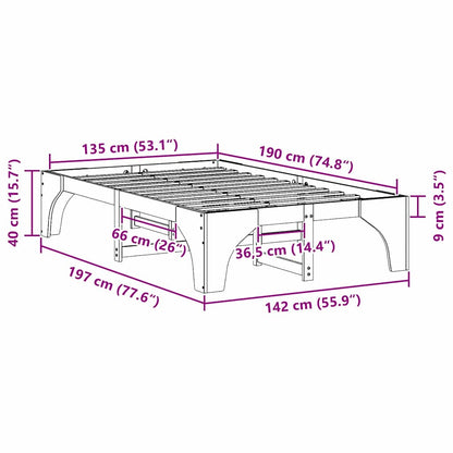 Bed Frame Brown 135 x 190 cm Solid Pine Wood