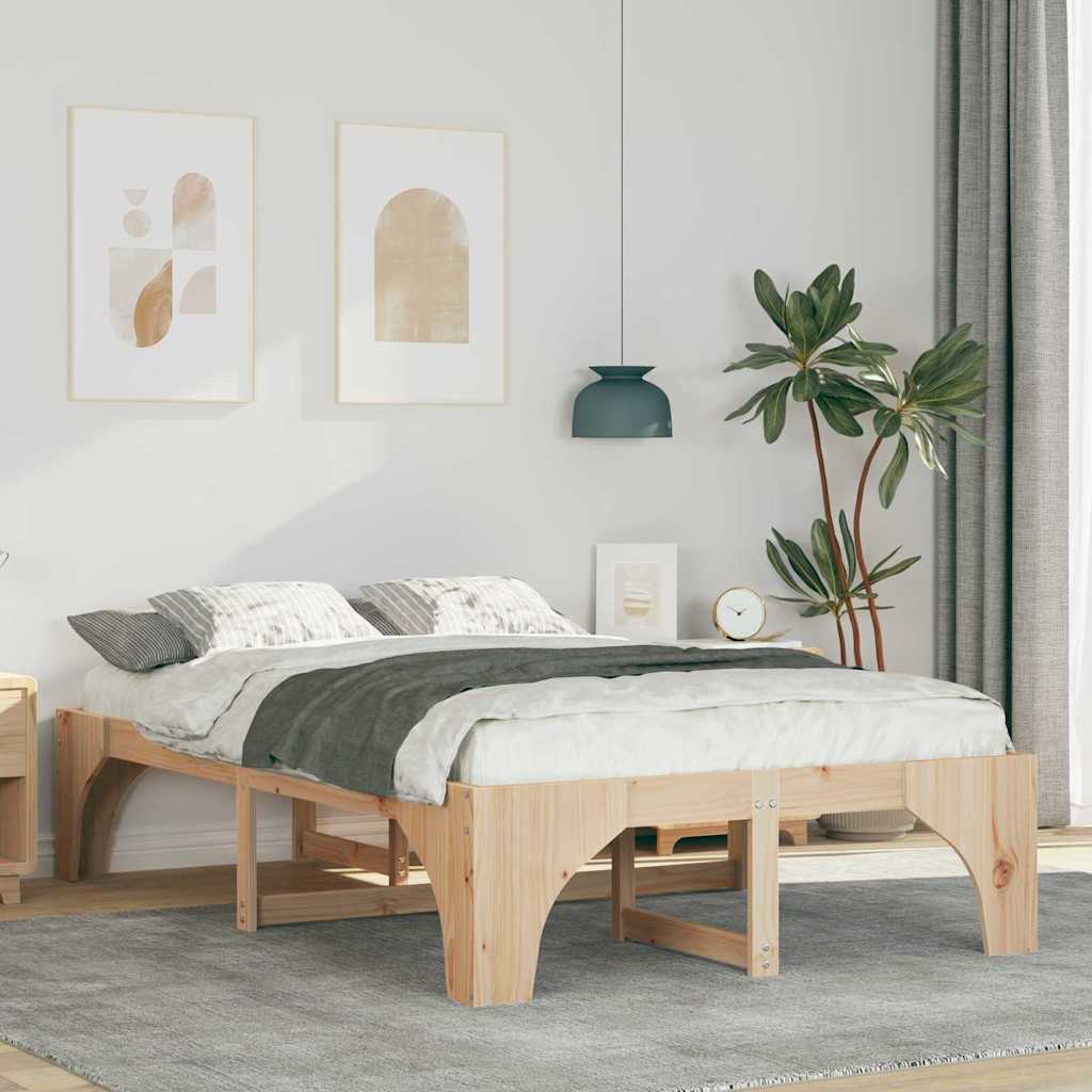 Bed Frame Brown 120 x 190 cm Solid Pine Wood