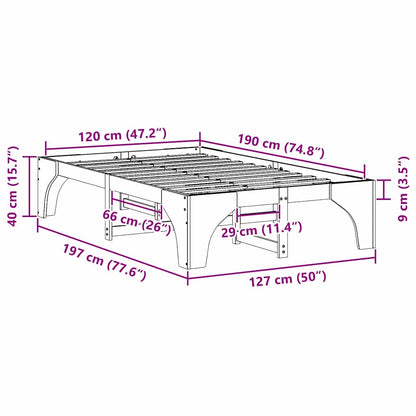Bed Frame Brown 120 x 190 cm Solid Pine Wood