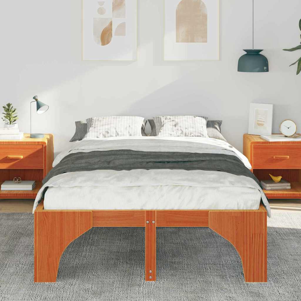 Bed Frame Brown 120 x 190 cm Solid Pine Wood